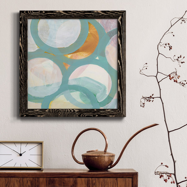 Orren Ellis Aqua Circles IPremium Framed Canvas Ready To Hang Wayfair